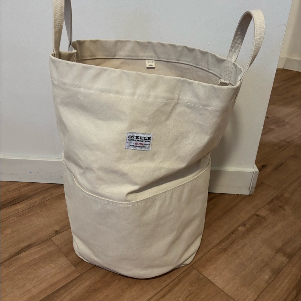 Cream Canvas Storage Basket with Handles